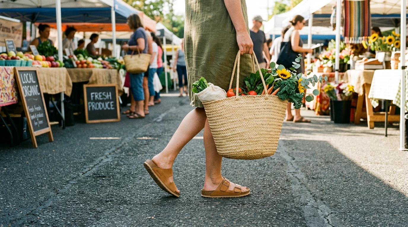 Marché estival et sandales de marche confortables